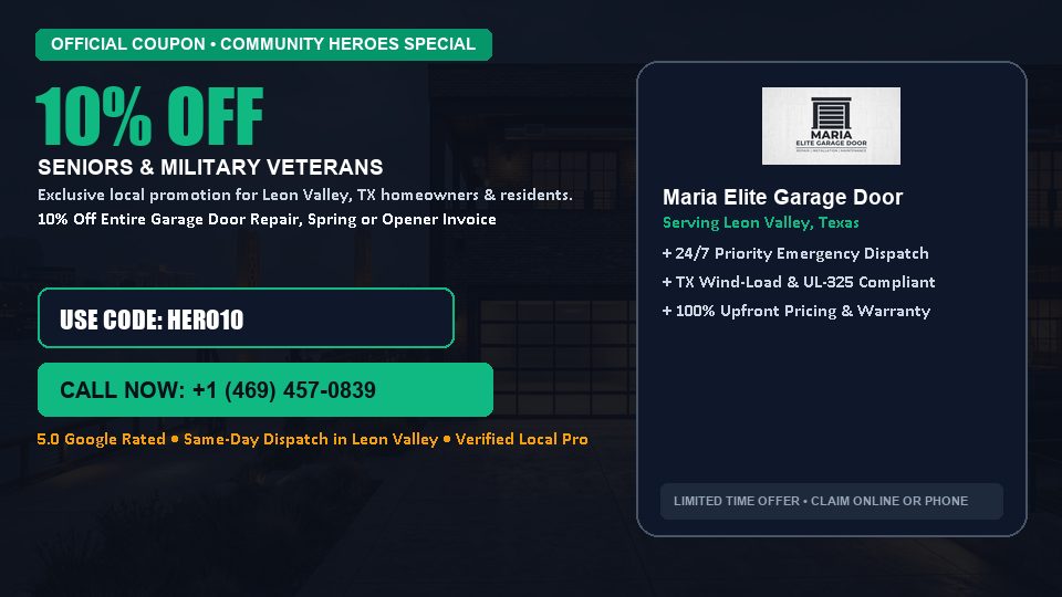 Maria Elite Garage Door 10% OFF Seniors & Military Veterans